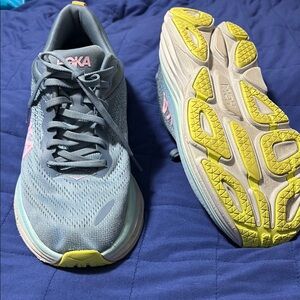 Hoka Women's Blue and Yellow Athletic Shoes
